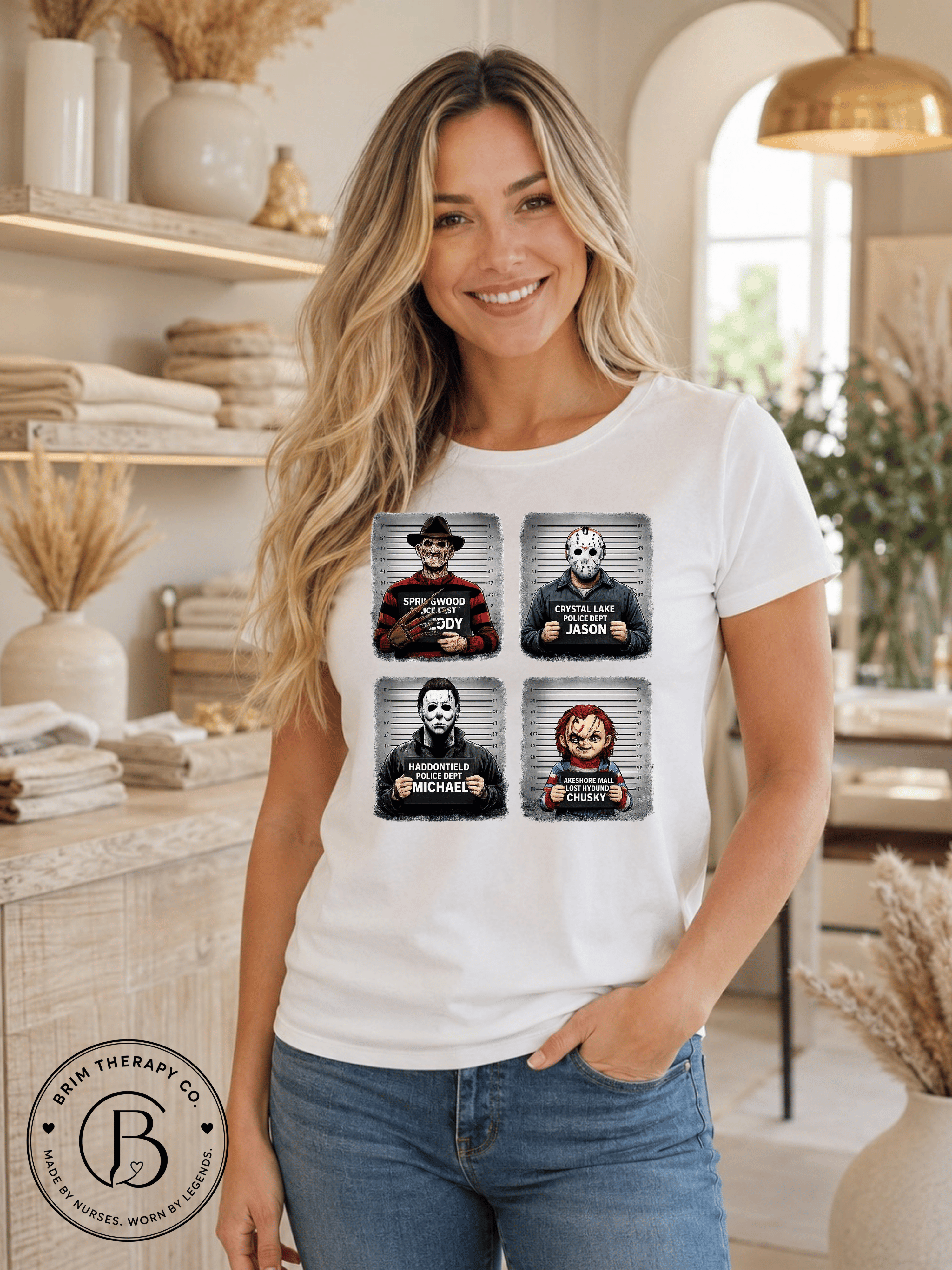SEHL1019: Booked & Busted Horror Icons Tee