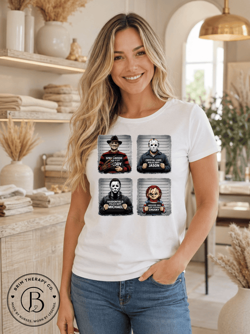 SEHL1019: Booked & Busted Horror Icons Tee