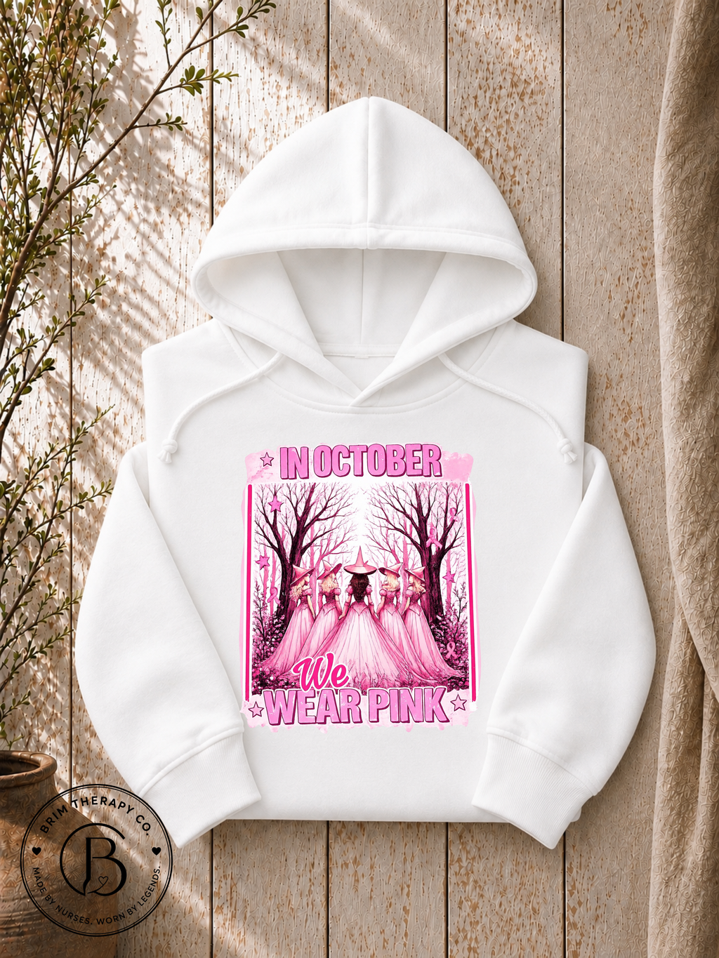 SEHL1319: In October We Wear Pink Witchy Breast Cancer Awareness Tee