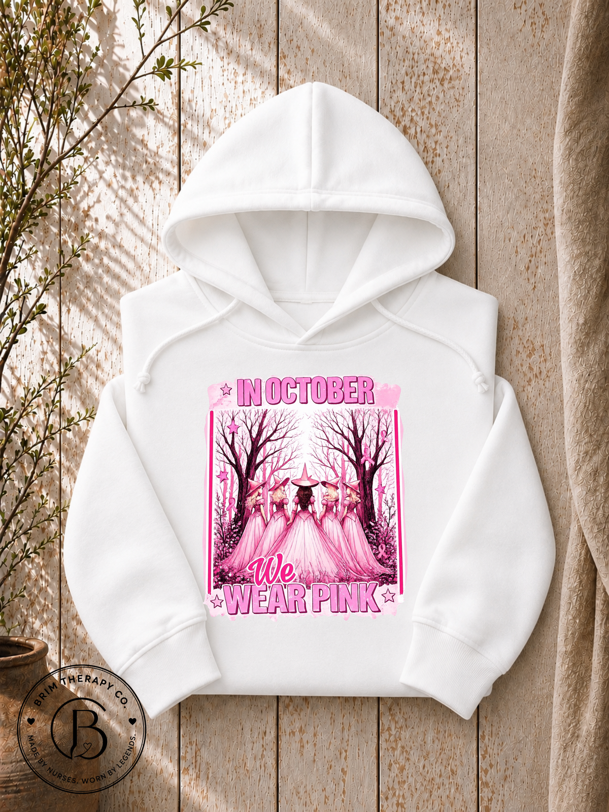 SEHL1319: In October We Wear Pink Witchy Breast Cancer Awareness Tee