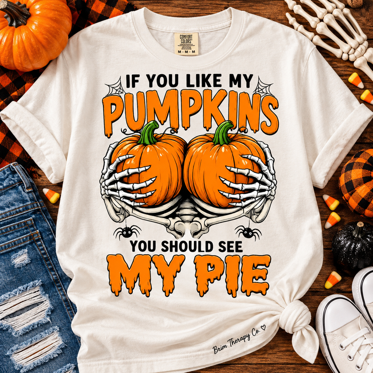 If You Like My Pumpkins You Should See My Pie Funny Halloween Graphic Tee