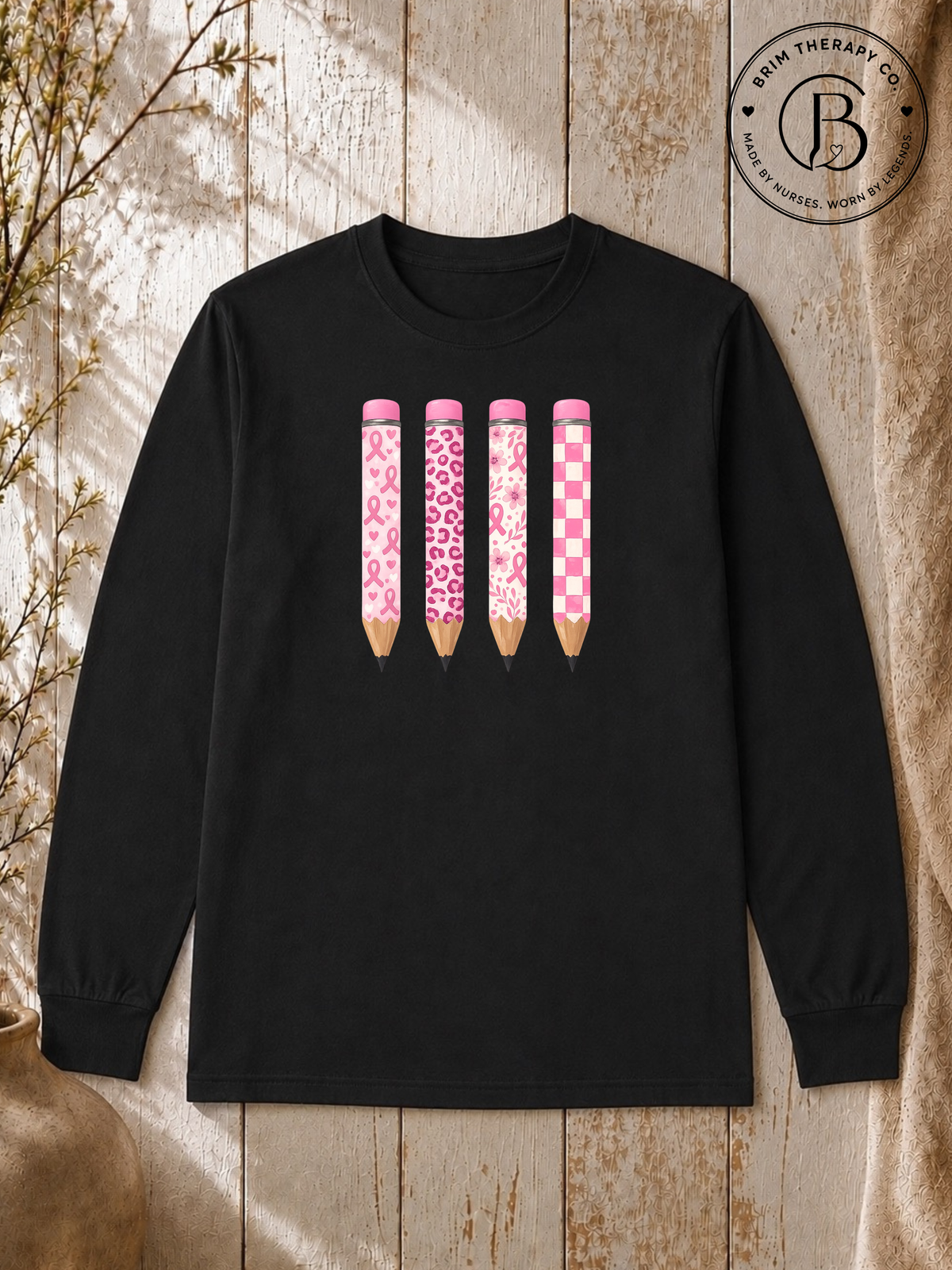 GELI1004: Pencils for Pink Breast Cancer Awareness Teacher Tee