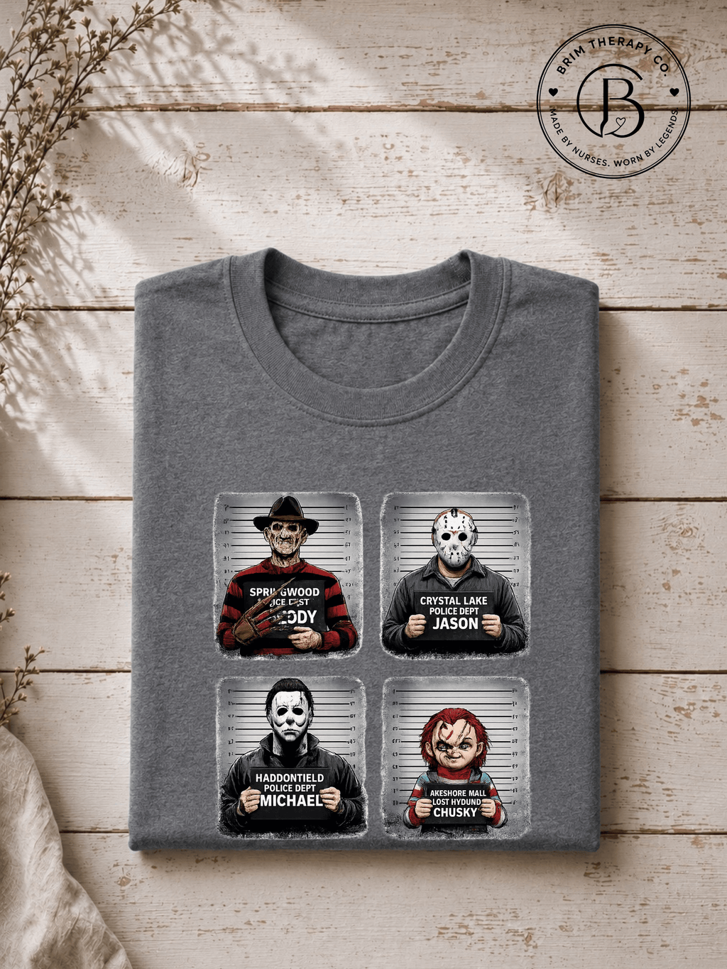 SEHL1019: Booked & Busted Horror Icons Tee