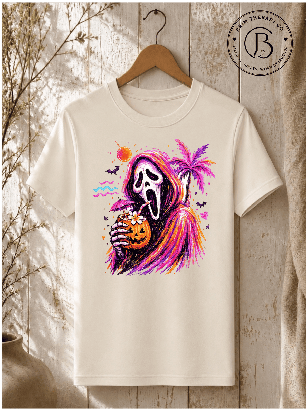 SEHL1068: Scream & Sip Tropical Halloween Graphic Tee