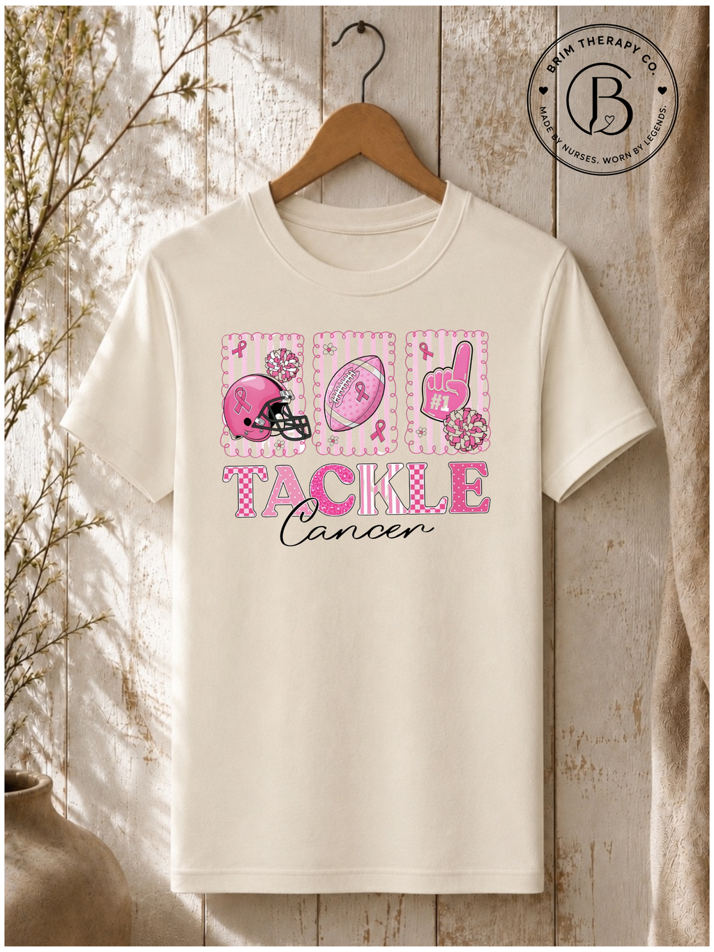 SPFB1273: Tackle Cancer Pink Out Football Tee