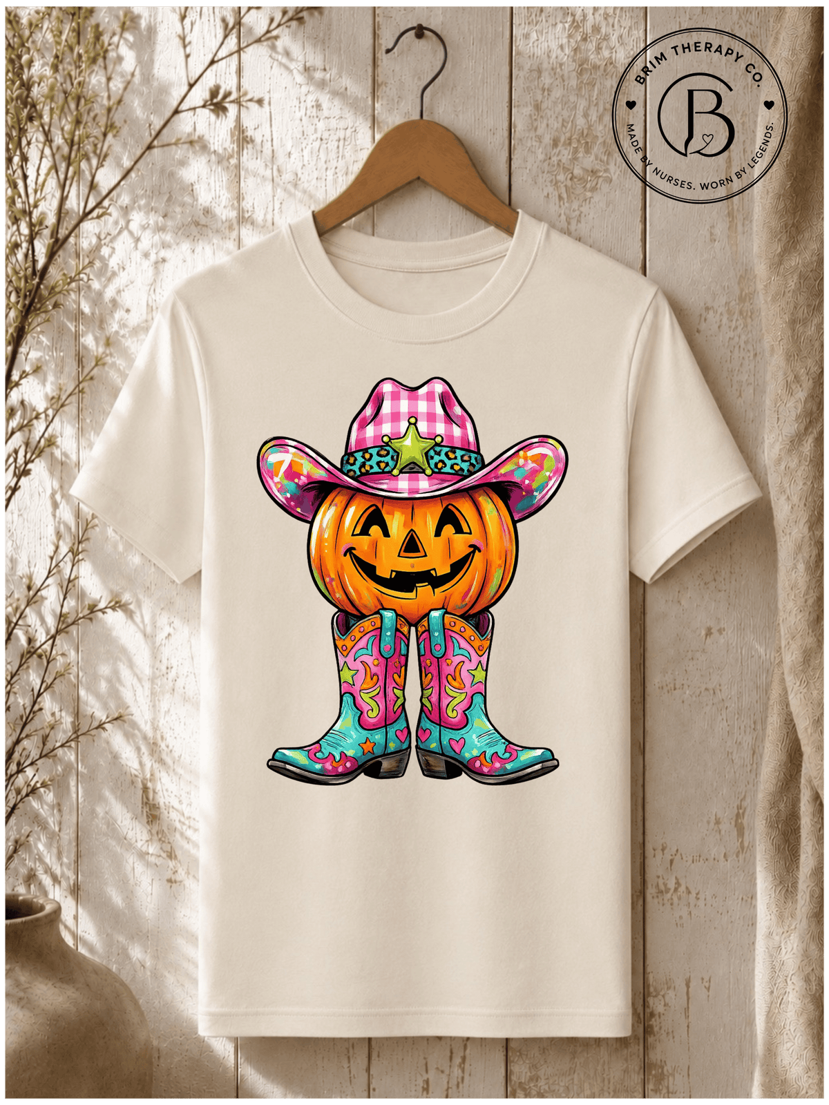 SEHL1075: Howdy Pumpkin Cowgirl Halloween Graphic Tee