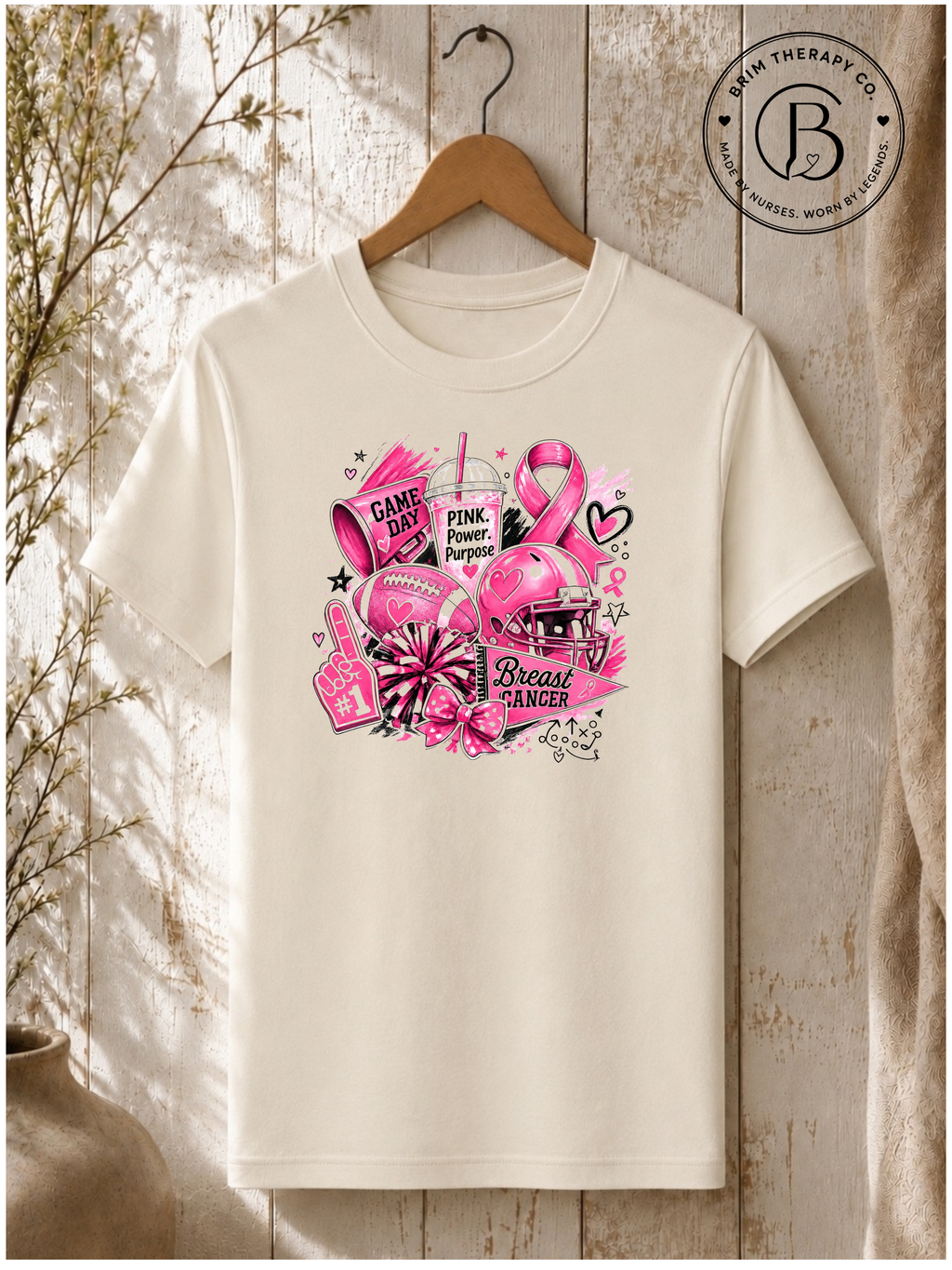 GELI1003: Pink Power Game Day Breast Cancer Awareness Tee