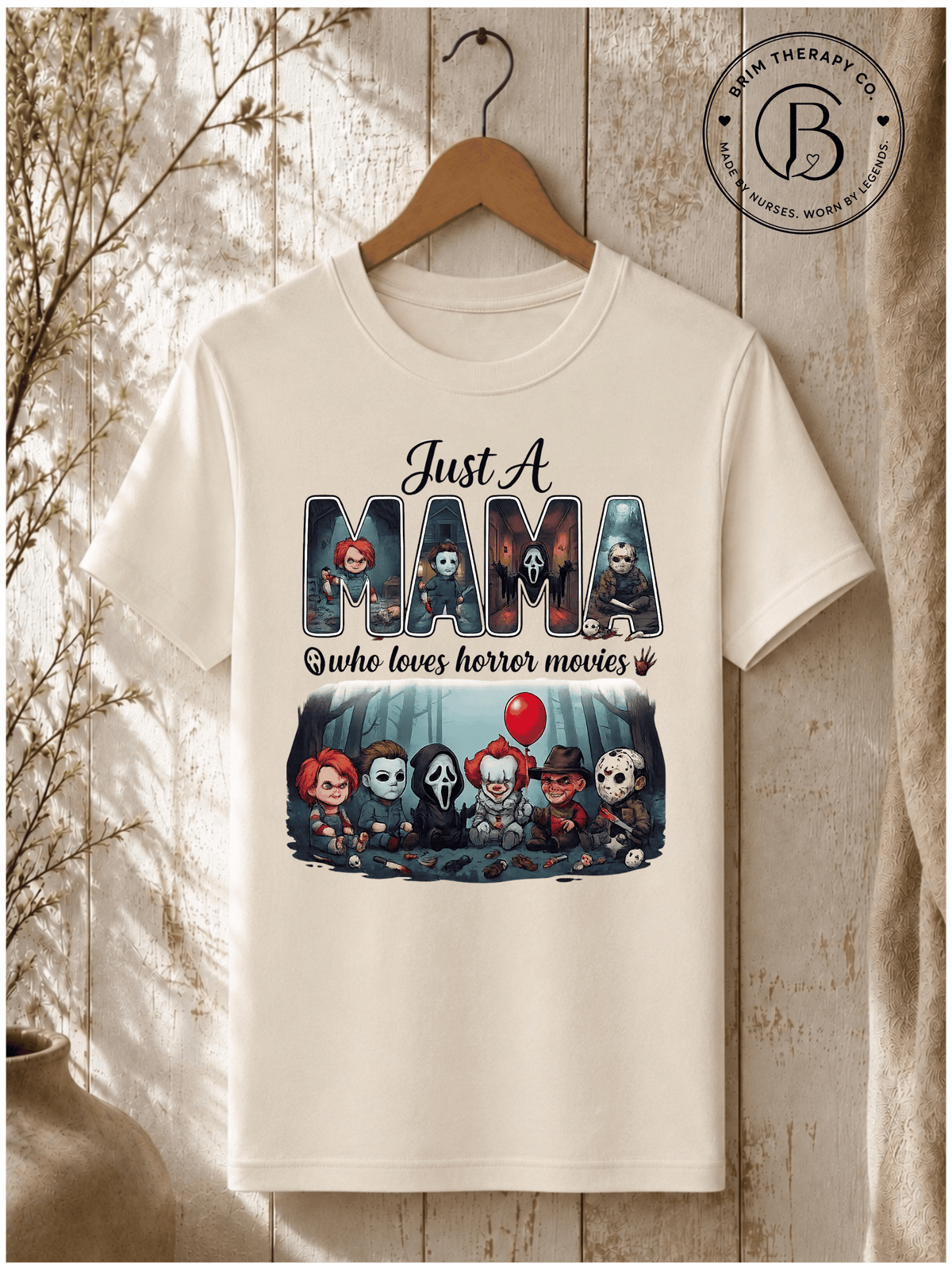 SEHL1091: Just a Mama Who Loves Horror Movies Graphic Tee