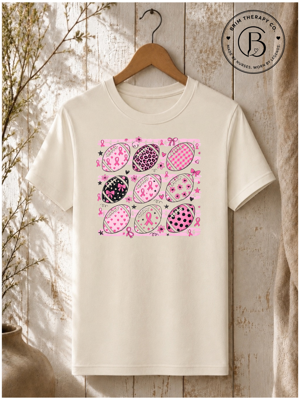 SPFB1096: Friday Night Fight Breast Cancer Awareness Football Tee