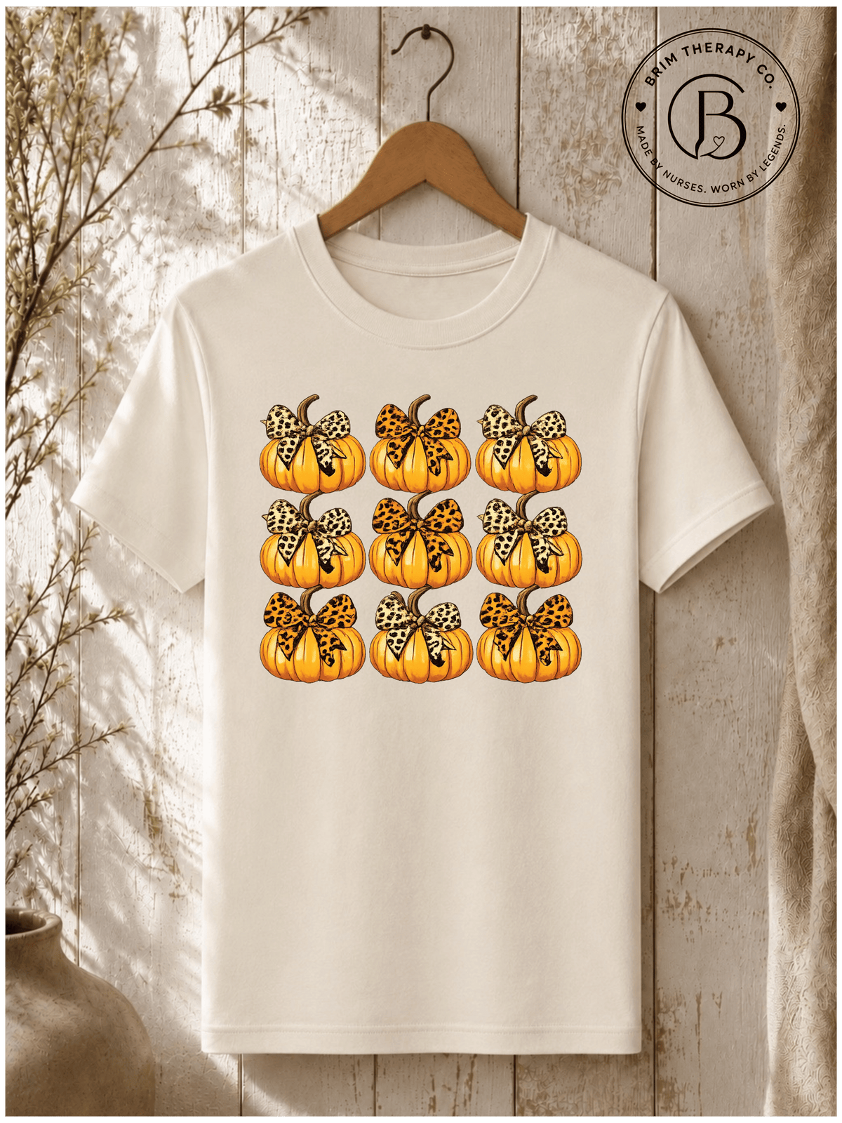 SEHL1093: Wild About Fall Leopard Bow Pumpkin Tee