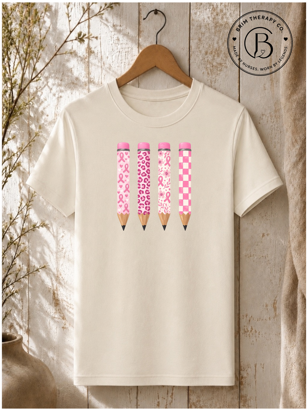 GELI1004: Pencils for Pink Breast Cancer Awareness Teacher Tee