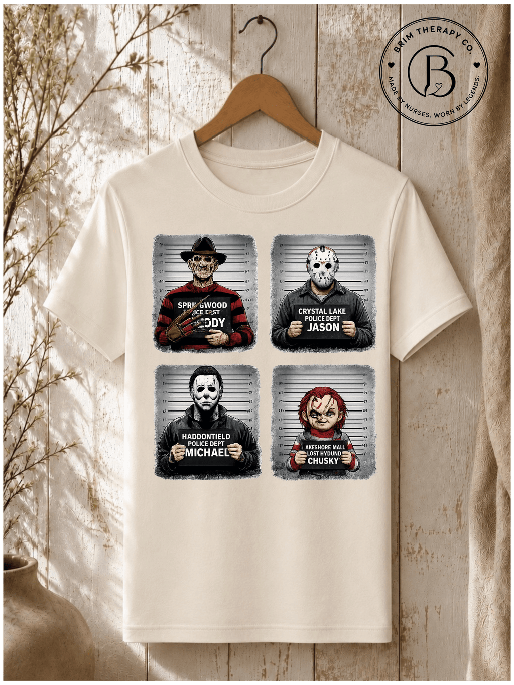 SEHL1019: Booked & Busted Horror Icons Tee