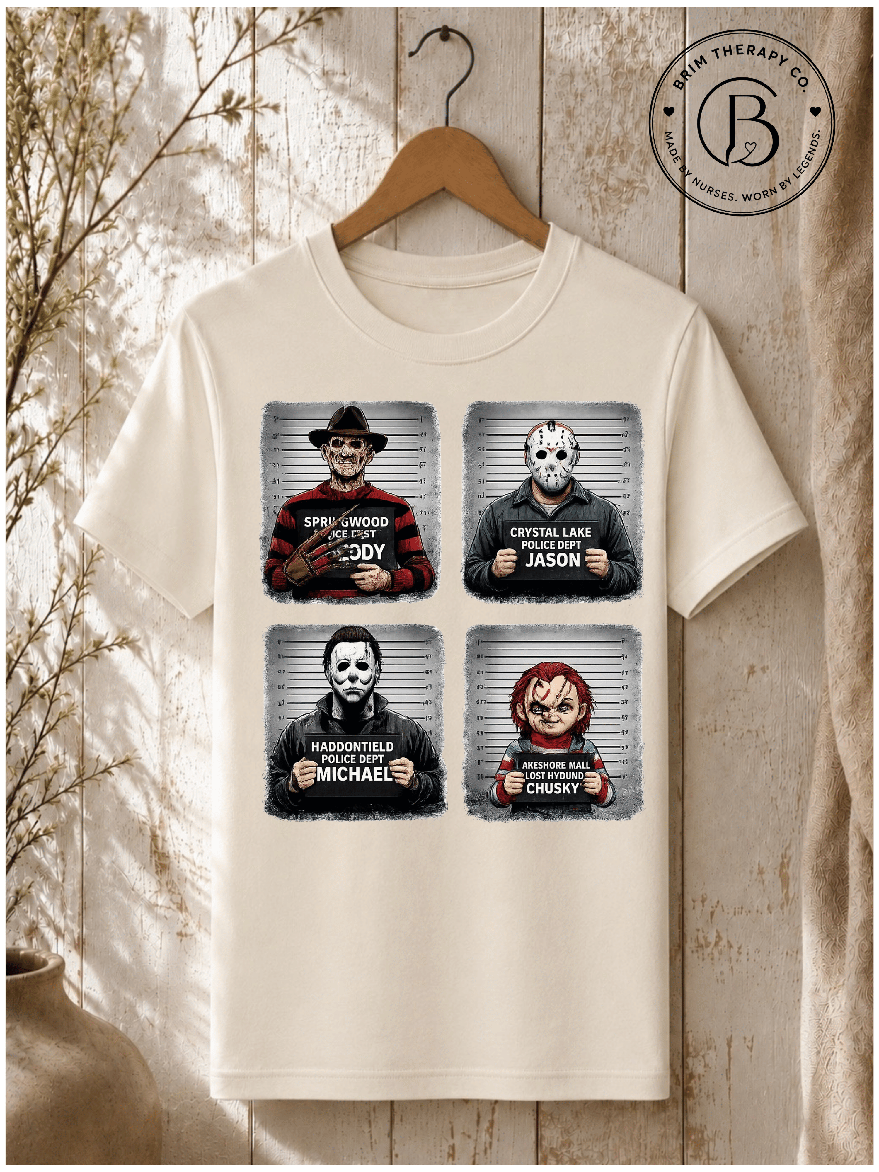 SEHL1019: Booked & Busted Horror Icons Tee